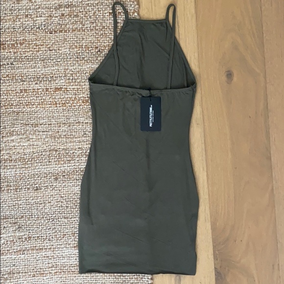 Prettylittlething Khaki 90s Neck Bodycon Dress - Picture 4 of 5